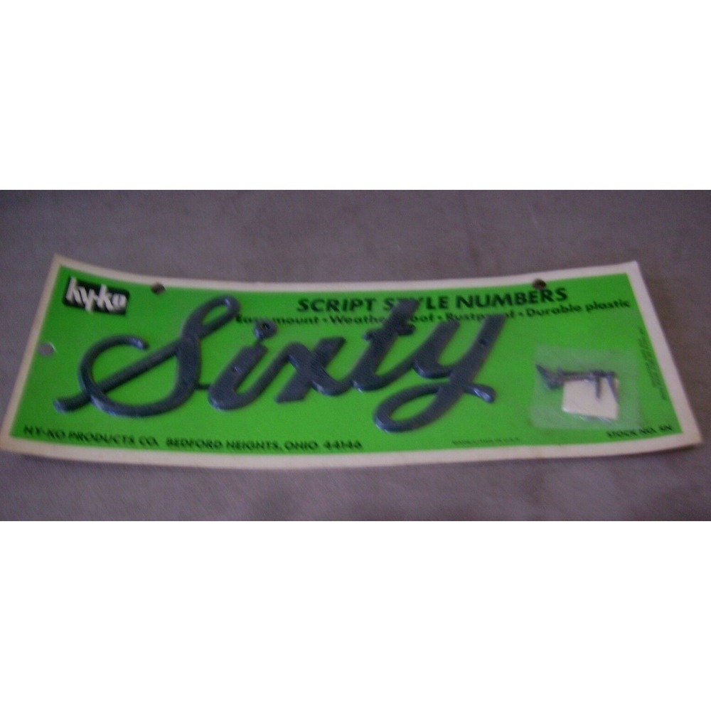 Hy-Ko SIXTY  ‎ House Address Script Style Spellout Numbers New Old Stock Vintage